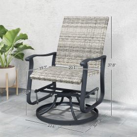 Wicker Rattan Swivel Patio Glider Chair Set Of 2, Outdoor Glider Chair With Steel Frame, High Back, Armrests, Yellow