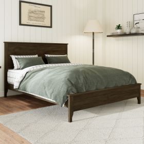 Modern Solid Wood Queen Size Platform Bed With Sturdy Wooden Slats Support,No Box Spring Needed, Espresso