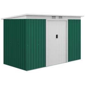 9'x4.5'x5.5' Rust Resistant Metal Garden Shed, Vented, Green White, Perfect For Backyard Lawn Tool Storage  Garden Essentials