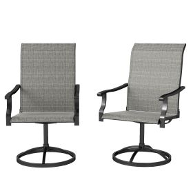 Patio Swivel Chairs Set Of 2, High Back Patio Dining Chairs With All-Weather Mesh For Backyard, Lawn, Garden, Gray
