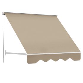 6' Cream Drop Arm Manual Retractable Patio Awning - UV & Sun Protection Window Sunshade With Hardware