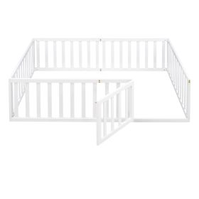 Full Size Wood Daybed Frame With Fence, White