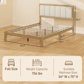 Full Bed Frame With Headboard Full Size Platform Bed Frame With Wooden Slats No Box Spring Needed Easy Assembly Oak