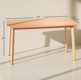 Pine Wood Dining Table For 6, 59 Rustic Rectangular Kitchen Table With Large Tabletop For Dining Room, Natural