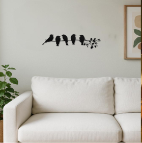 1PC Fashionable Metal Bird Wall Art - Bird On The Branch Wall Ornament. The Leaves With Birds Sculpture Wall Decor Is A Fashion - Forward Metal Wall H