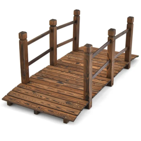 5 Feet Wooden Garden Bridge Wood Construction, Easy Assembly With Hardware