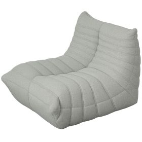 Bean Bag Chair For Adults, Giant Fireside Chair, Bean Bag Sofa With High Density Foam For Living Room, Light Gray