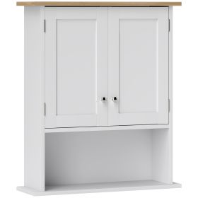 HOMCOM Wall Mounted Bathroom Cabinet, Modern Bathroom Wall Cabinet with 2 Doors and Adjustable Shelf, White
