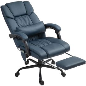 Vinsetto Massage Office Chair with 6 Vibrating Points, High Back Reclining Office Chair with Footrest and Remote, Blue