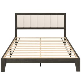 HOMCOM Queen Size Bed Frame with Headboard Queen Platform Bed Frame with Wooden Slats No Box Spring Needed Easy Assembly Walnut