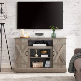 Farmhouse Classic Media TV Stand Antique Entertainment Console for TV up to 50" with Open and Closed Storage Space, Gray Wash, 47"W*15.5"D*30.75"