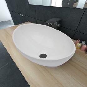 Luxury Ceramic Basin Oval-shaped Sink White 15.7"x13"