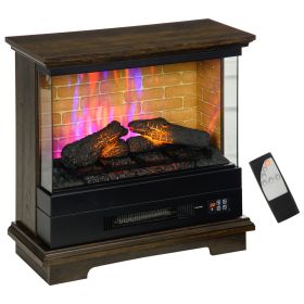 HOMCOM Electric Fireplace Heater 26" Free Standing 1400W Adjustable Temp Timer 7 Brightness Settings Brown