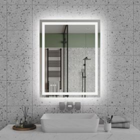 28"x36" LED Bathroom Mirror, Front-Lit and Back-Lit, 3 Color Tem Adjustable, Brightness Memory, Anti-fog LED Vanity Mirror[Unable to ship on week