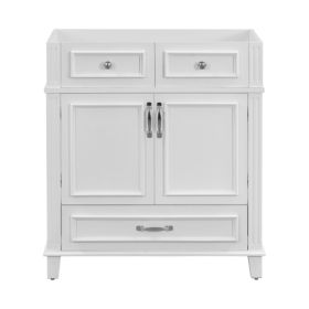 30'' Bathroom Vanity Without Top,Solid Wood Frame Bathroom Storage Cabinet With Soft Closing Doors,Frame Bathroom Storage Cabinet Only, Retro Style, W
