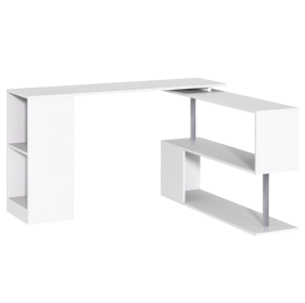 L-Shaped Desk 55 360 Rotating White Corner Computer Workstation With Storage