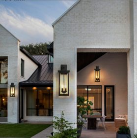 1-Pack 22.0 Outdoor Wall Lantern With Dusk To Dawn Sensor, Matte Black Finish, Clear Glass Panels, Weatherproof Exterior Light For Porch, Patio, Garag