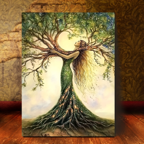 Room Decor 1pc Tree Of Life Canvas Art Print, Wooden Framed Nature-Inspired Wall Decor For Living Room, Bedroom, Office, Cafe - Unique Gift Idea, Crea (Option: 12X18inch)