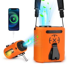 1Pc 5 In 1 Portable Waist Clip Fan With 5 Speeds Flashlight 1WmAh Battery Operated Personal Wearable Turbo Belt Fan Hands-Free Neck Fan For Camping Tr (Color: Orange)