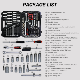 Ool Set Socket And Ratchet Wrench Toolbox, 171pcs   Set 216pcsTool Box, Universal Home Car Repair Tool Set For Men And, Perfect For Homeowners, DIY En (Option: Black-216pcs)