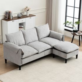 Convertible Combination Sofa Sofa L-Shaped Sofa With Footstools With Storage, Beige Sofa For Living Room  Living Room Bedroom Office Small Space 3-Sea (Option: Grayish)