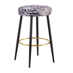 Counter Height Bar Stools Set Of 2, PU Kitchen Stools Upholstered Dining Chair Stools 24 Inches Height With Golden Footrest For Kitchen Island Coffee (Option: Black and Silver)