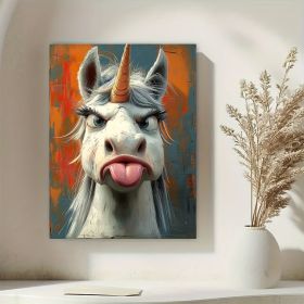 1 Piece Canvas Painting With Wooden Frame, Ready To Hang, Whimsical Unicorn Canvas Art Print - Framed Cartoon Wall Decor For Living Room, Bedroom, Hom (Option: 12X18inch)
