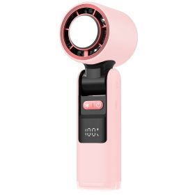 Portable Handheld Fan, Speed Adjustable Turbo Mini Fan, Reduced Temperature Mode, Rechargeable Digital Display Foldable Personal Fan With Night Light, (Color: Pink)