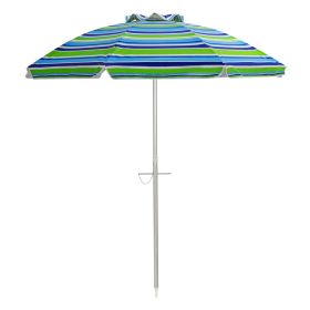 6.5 Feet Beach Umbrella With Carry Bag Without Weight Base (Color: Green)