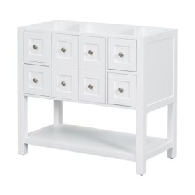 36'' Bathroom Vanity Without Sink,Free Standing Vanity Set With 4 Drawers& Soft Closing Doors,Solid Wood Frame Bathroom Storage Cabinet Only (Color: White)
