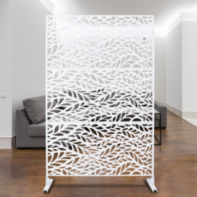 Outdoor  Indoor Privacy Screen Metal Privacy Screen 76 Hx48 W  Freestanding Decorative Privacy Screen For Deck Balcony Patio, Privacy Fence Panels For (Color: White)