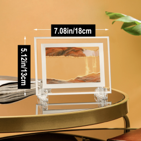 1pc; Dynamic Square Quicksand Painting; Romantic Gift; Quicksand Painting Decoration; Home Decoration; Office Desktop Decoration; Hourglass Dynam (Color: Yellow, size: 7.08in/18cm)