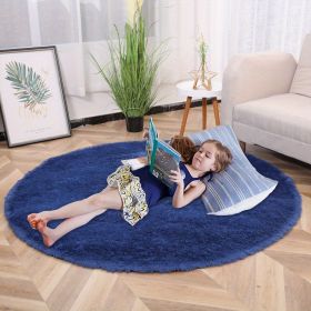1pc, Plush PV Velvet Area Rug, 62.99", American Style Round Rug, Floor Decor (Color: Dark Blue, size: Diameter 62.99inch)
