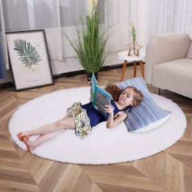 1pc, Plush PV Velvet Area Rug, 62.99", American Style Round Rug, Floor Decor (Color: Pure White, size: Diameter 62.99inch)