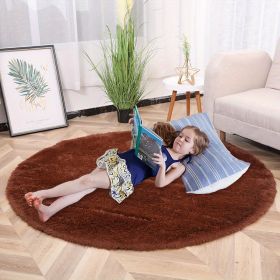 1pc, Plush PV Velvet Area Rug, 62.99", American Style Round Rug, Floor Decor (Color: Coffee, size: Diameter 62.99inch)