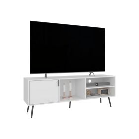 Ekwok TV Stand, 1 Door, 3 Shelves (Color: White)
