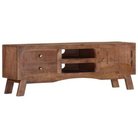 TV Stand 43.3"x11.8"x15.7" Rough Mango Wood (Color: Grey)