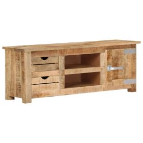 TV Stand 43.3"x11.8"x15.7" Rough Mango Wood (Color: Brown)