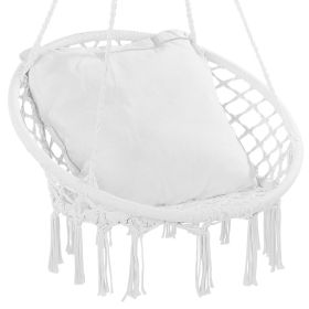 VEVOR Hammock Swinging Chair Macramé Hanging Chair with Cushion Indoor & Outdoor (Default: Default)